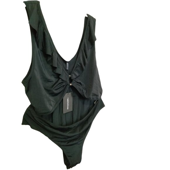 Pretty Little Thing Womens Black Frill Edge Ring Detail Cutout Swimsuit Size 22 - Picture 7 of 12